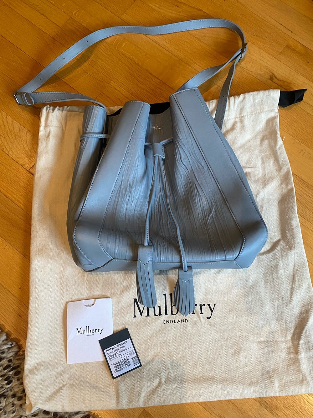 Mulberry Light Blue Leather Drawstring Shoulder Bag